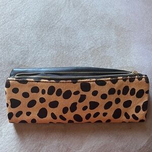 Leopard Print Clutch with Black Accents